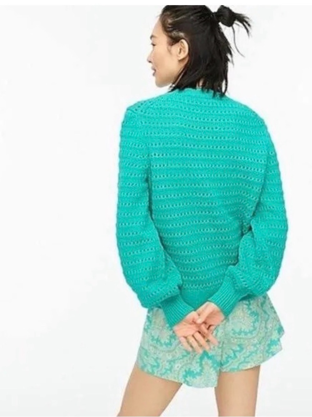 J. Crew Pointelle sweater in Bright Patina Green - size large